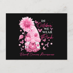 Cartão Postal Em Outubro Usamos Gnomos Rosa Câncer de Mama