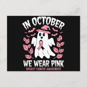 Cartão Postal Em outubro Vestimos Bruxa Rosa De Halloween
