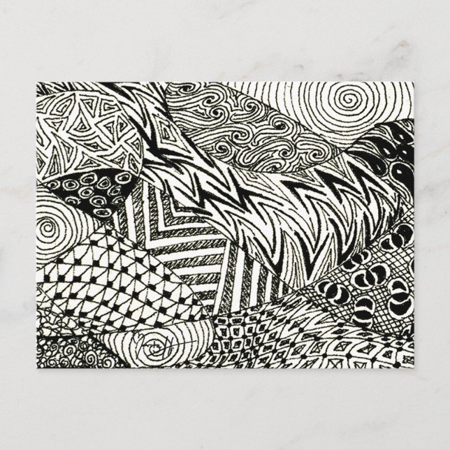Cartão Postal em preto e branco - Abstrato Manatee (Frente)