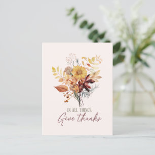 Cartão Postal Em Todas as Coisas, Dê Graças – Buquê Floral de Ou