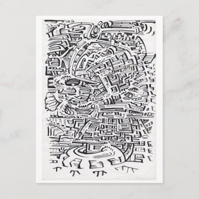 Cartão Postal Em um Entre-Lugar, desenho de tinta (Frente)