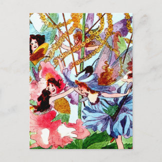 Cartão Postal "Em volta do Maypole" Fada Arte de M. Ross