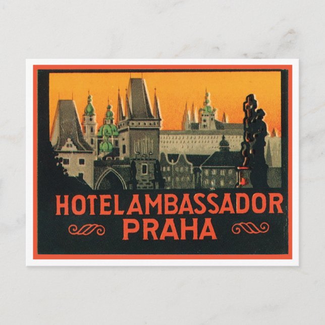 Cartão Postal Embaixador do Hotel Praha (Frente)