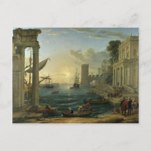 Cartão Postal Embarque da Rainha de Sheba - Claude Lorrain