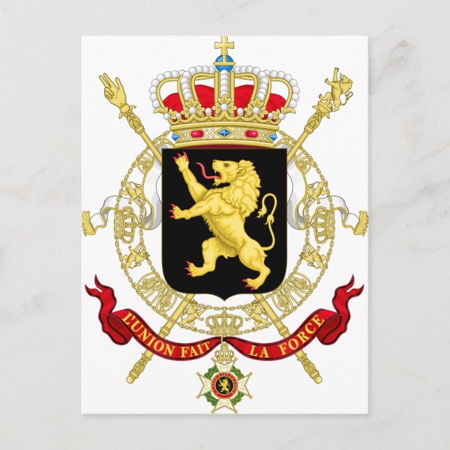 Cartão Postal Emblema belga - Casaco de armas da Bélgica (Frente)