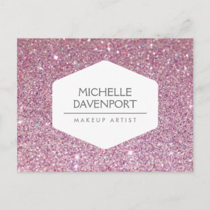 Cartão Postal EMBLEMA BRANCA ELEGANTE NO PINK GLITTER Cartão-po