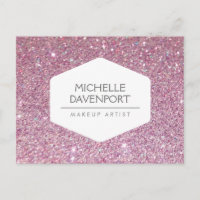 EMBLEMA BRANCA ELEGANTE NO PINK GLITTER Cartão-pos