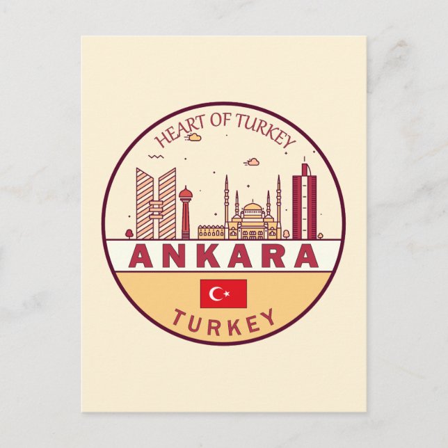 Cartão Postal Emblema da cidade de Ancara Turquia (Frente)