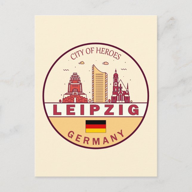 Cartão Postal Emblema da cidade de Leipzig na Alemanha (Frente)