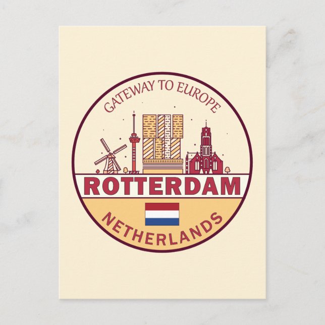 Cartão Postal Emblema da cidade de Rotterdã nos Países Baixos (Frente)