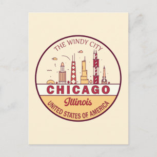 Cartão Postal Emblema da paisagem urbana da cidade de Chicago Il