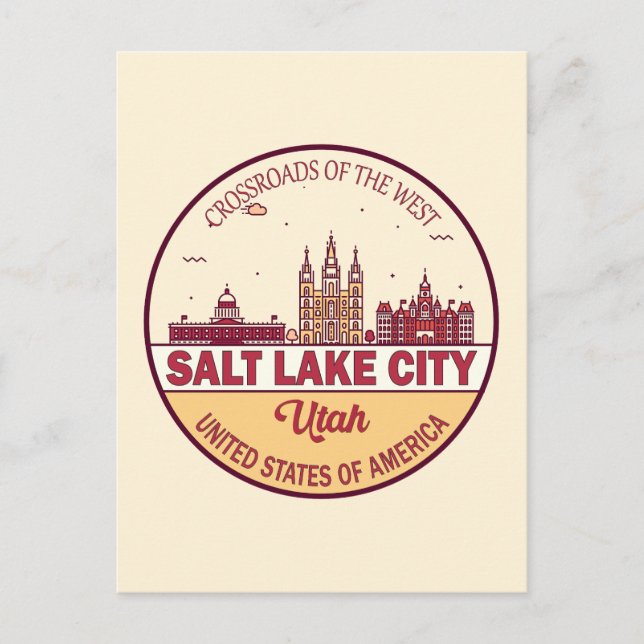 Cartão Postal Emblema da paisagem urbana da cidade de Salt Lake  (Frente)