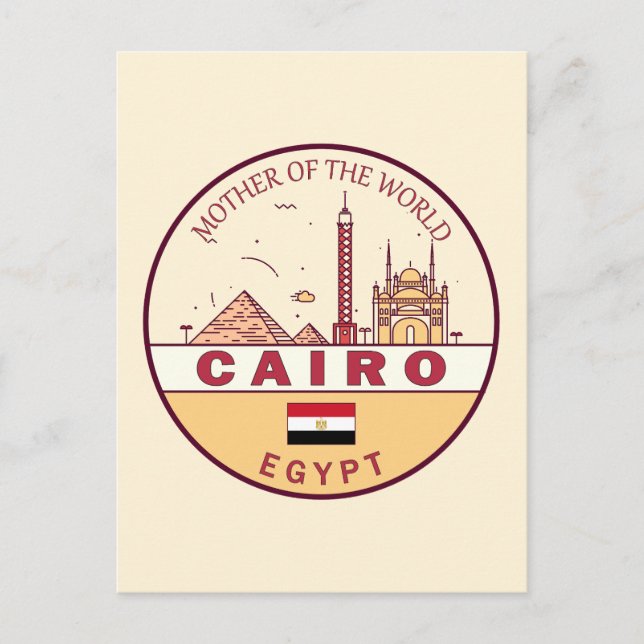 Cartão Postal Emblema da paisagem urbana da cidade do Cairo Egit (Frente)