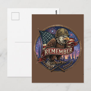Cartão Postal Emblema de Lembrança Militar Águia Patriótica