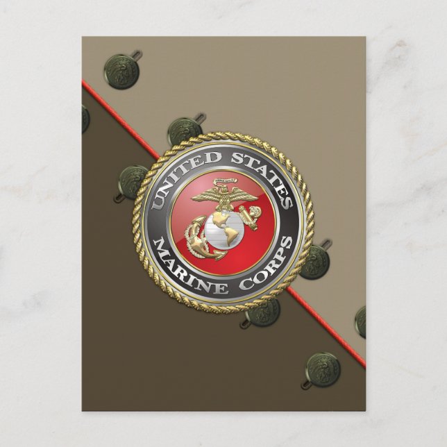Cartão Postal Emblema e uniforme do USMC [3D] (Frente)