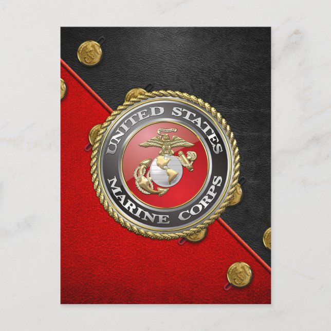 Cartão Postal Emblema e uniforme do USMC [3D] (Frente)