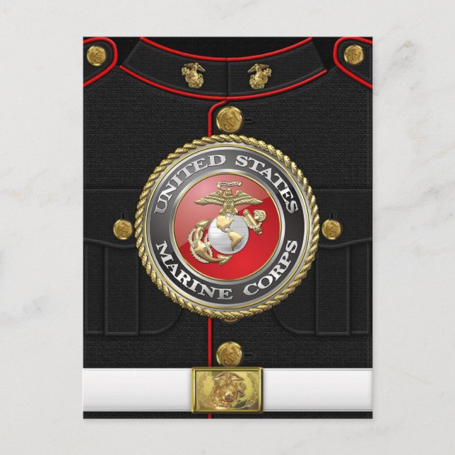 Cartão Postal Emblema e uniforme do USMC [3D] (Frente)