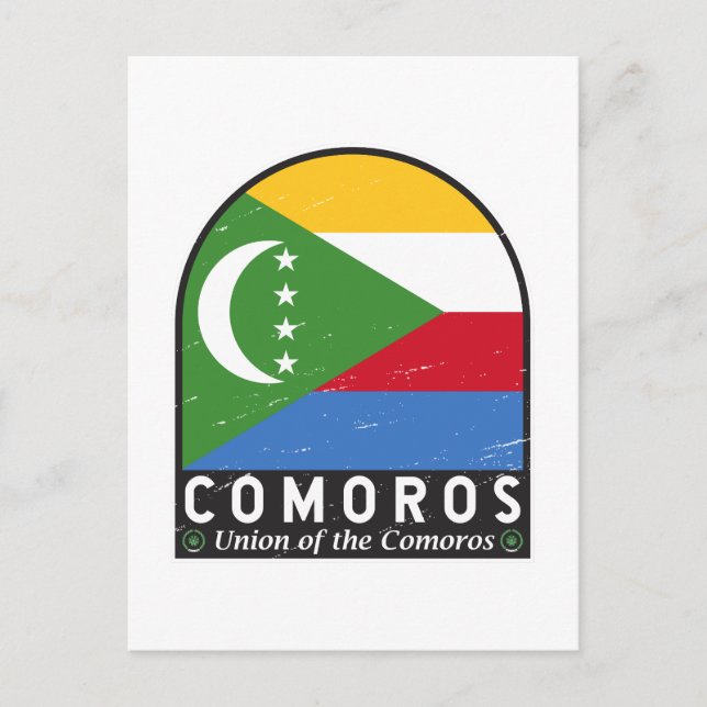 Cartão Postal Emblema emblem aflorado nas Comores (Frente)