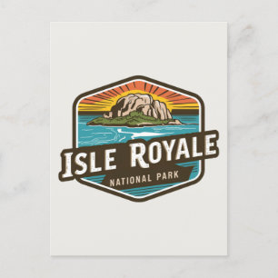 Cartão Postal Emblema Vintage do Parque Nacional Isle Royale