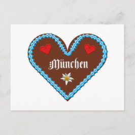 Cartão Postal Embroidered Oktoberfest Munich gingerbread heart