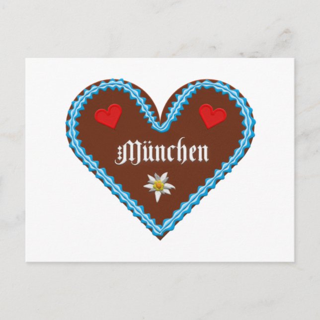 Cartão Postal Embroidered Oktoberfest Munich gingerbread heart (Frente)