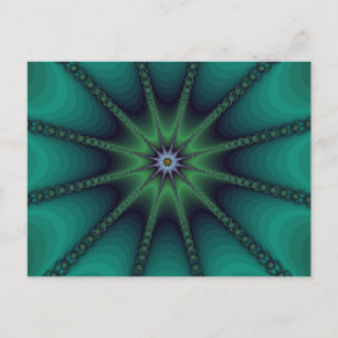 Cartão Postal Emerald Fractal Starburst