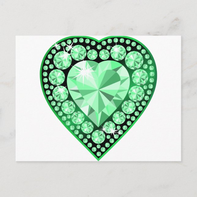 Cartão Postal Emerald Gem Heart (Frente)