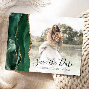 Cartão Postal Emerald Green Agate Foto personalizada Salvar a Da