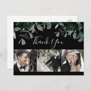 Cartão Postal Emerald Greenery Black 3 Foto Obrigado Cartão-post