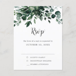 Cartão Postal Emerald Greenery Eucalyptus Botanical Wedding RSVP