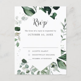 Cartão Postal Emerald Greenery Eucalyptus Botanical Wedding RSVP