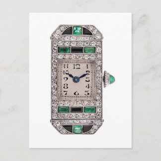 Cartão Postal Emeralds Diamantes Art Deco Watch Design