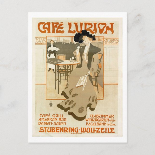 Cartão Postal Emil Ranzenhofer, Cafe Lurion, 1903 Vintage (Frente)