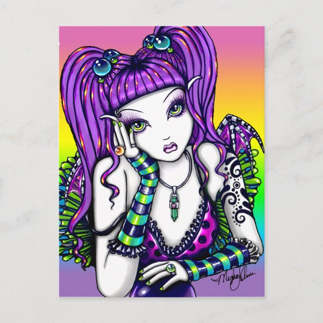 Cartão Postal "Emily" Bola de Cristal Celestial Arco-íris Fada (Frente)