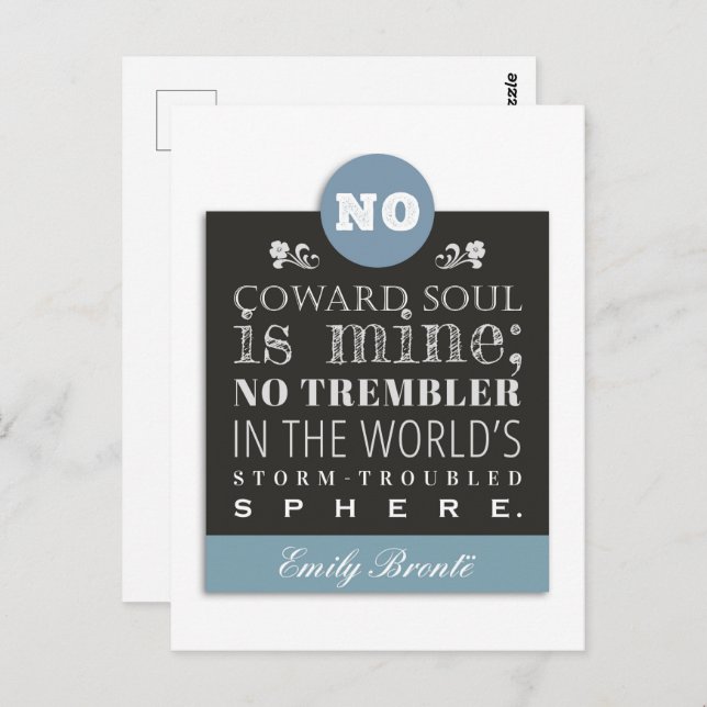 Cartão Postal Emily Bronte Poem Cote - Nenhuma Alma de Coward é  (Frente/Verso)