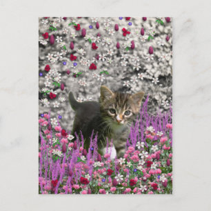 Cartão Postal Emma em Flores I – Pequeno Gato Cinza Gatinho