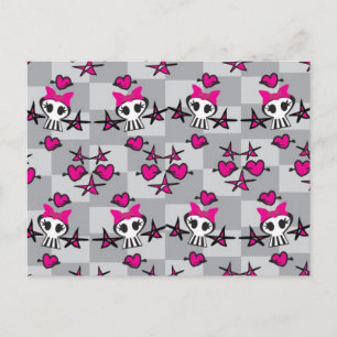 Cartão Postal Emo Skulls Pattern