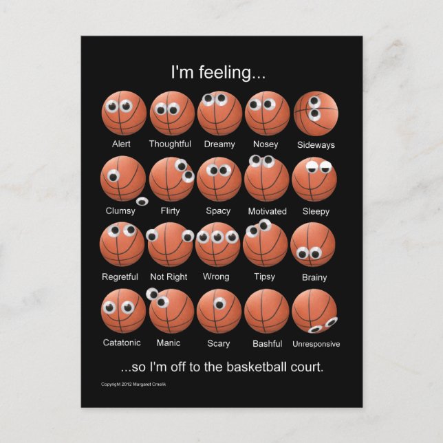 Cartão Postal Emoções de basquete (Frente)