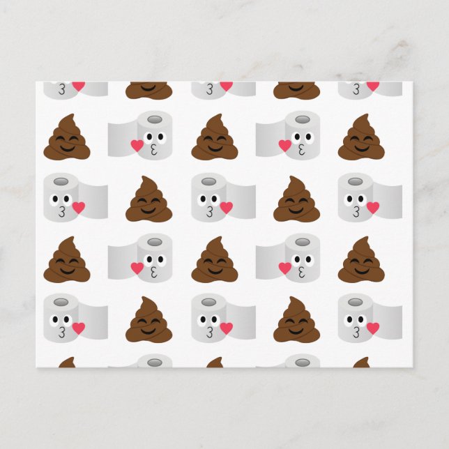 Cartão Postal emoji de cocô e papel higiênico (Frente)