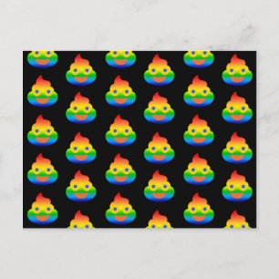 Cartão Postal Emoji de Cocô Engraçado Arco-íris de Cores Face So