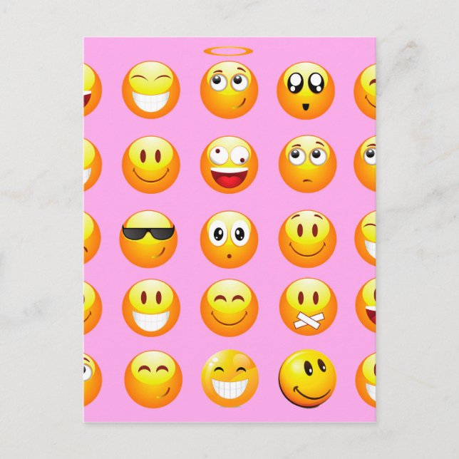 Cartão Postal emoji rosa pastel (Frente)