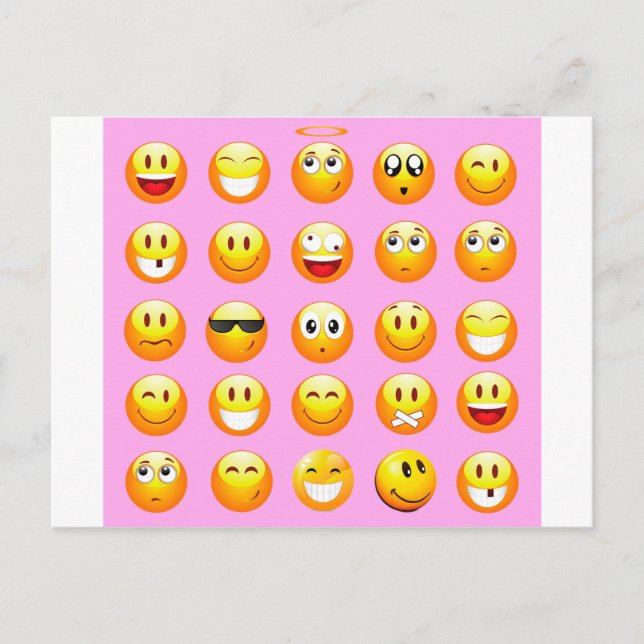 Cartão Postal emoji rosa pastel (Frente)