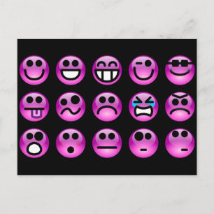 Cartão Postal Emoticons Roxo