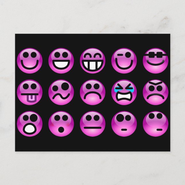 Cartão Postal Emoticons Roxo (Frente)