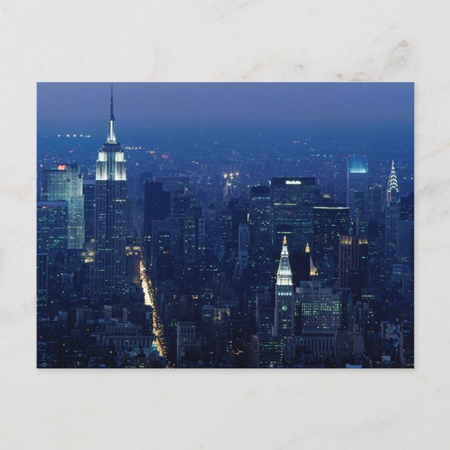 Cartão Postal Empire State Building, à noite, Nova Iorque (Frente)