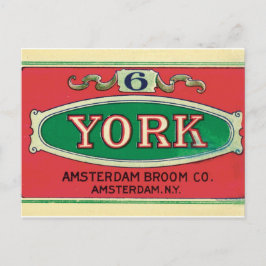 Cartão Postal Empresa de Vassouras Amsterdam Nova York NY Rótulo