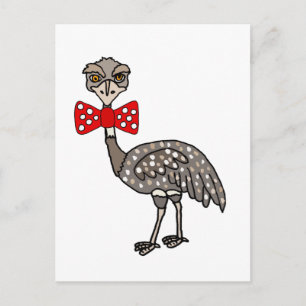 Cartão Postal Emu engraçado usando gravata borboleta vermelha