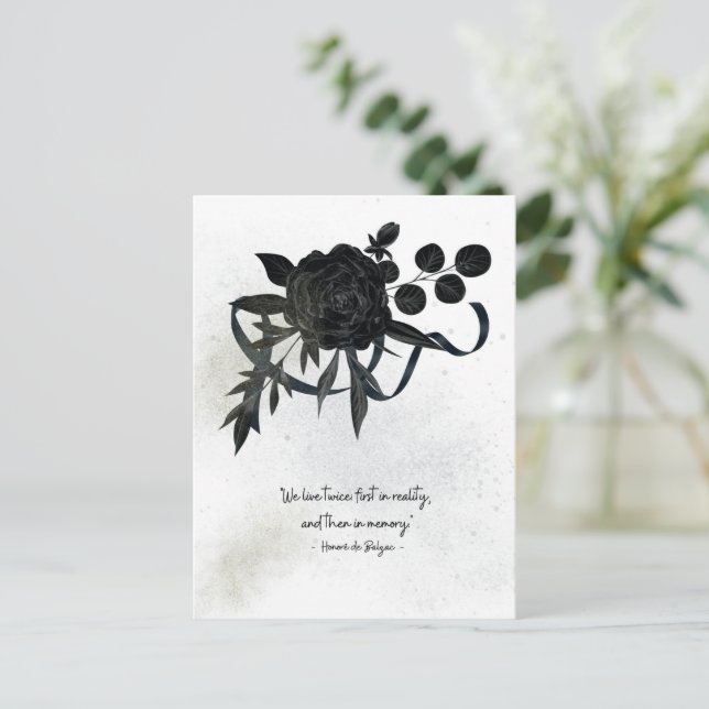 Cartão Postal EN | Elegant Sympathy Card – Black Rose (Em pé/Frente)