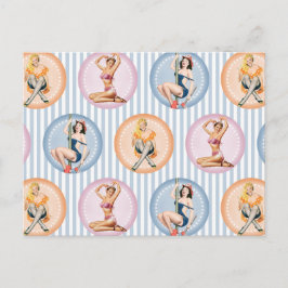 Cartão Postal Encaixe as Damas - Pinups de Modelos Retroativos