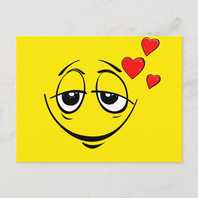 Cartão Postal Encantado Feliz Amor Emoji (Frente)